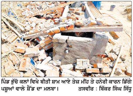  ਤੇਜ਼ ਮੀਂਹ ਤੇ ਹਨੇਰੀ ਕਾਰਨ ਪਸ਼ੂਆਂ ਵਾਲੇ ਸ਼ੈੱਡ ਦੀ ਛੱਤ ਉੱਡੀ, 4 ਜ਼ਖਮੀ 
<br/> 