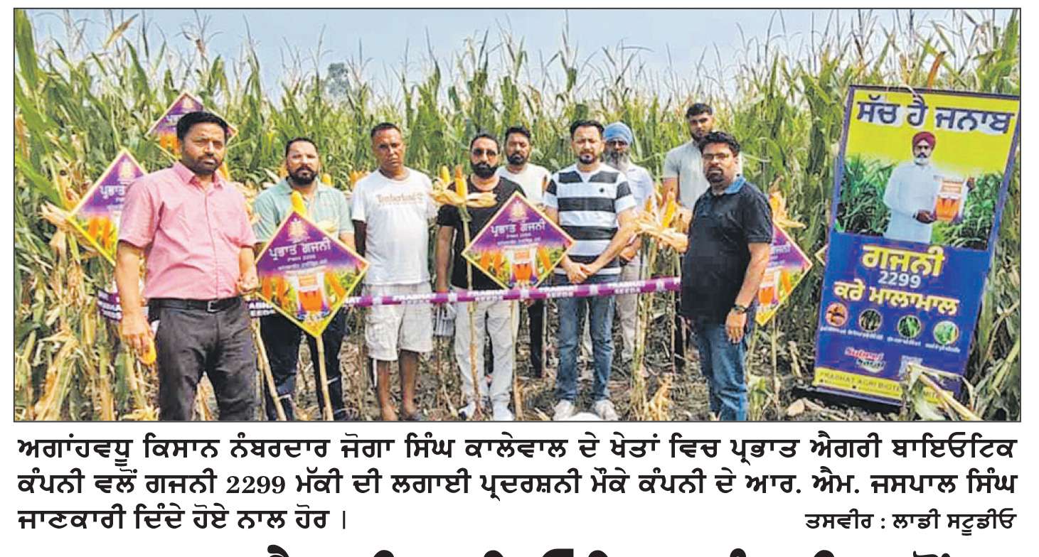  ਪ੍ਰਭਾਤ ਐਗਰੀ ਬਾਇਓਟਿਕ ਕੰਪਨੀ ਵਲੋਂ ‘ਗਜ਼ਨੀ 2299’ ਮੱਕੀ ਦੀ ਪ੍ਰਦਰਸ਼ਨੀ ਲਗਾਈ