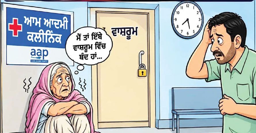 ਦਵਾਈ ਲੈਣ ਆਈ ਬਜ਼ੁਰਗ ਮਹਿਲਾ ਰਾਤ ਭਰ ਆਮ ਆਦਮੀ ਕਲੀਨਿਕ ਦੇ ਬਾਥਰੂਮ ’ਚ ਰਹੀ ਬੰਦ