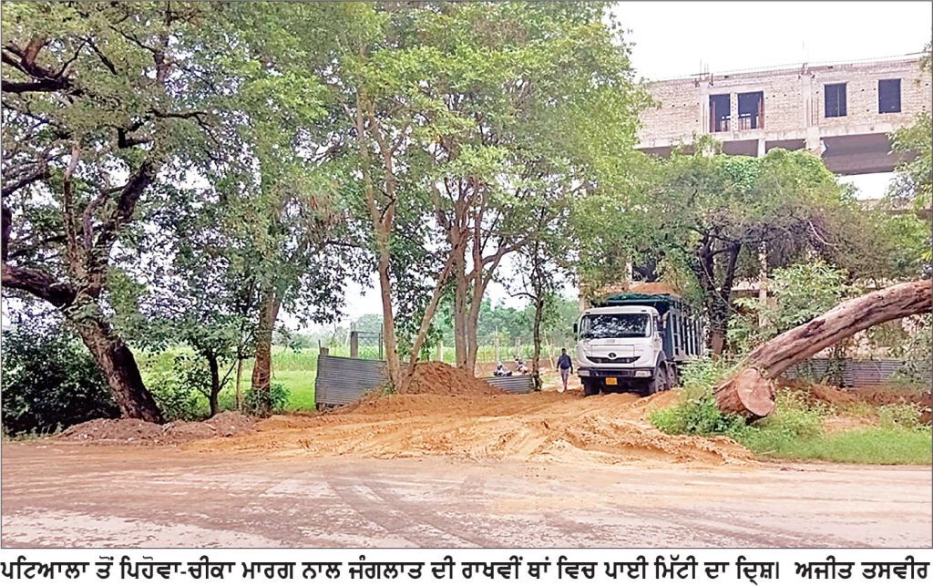 ਜੰਗਲਾਤ ਦੀ ਜ਼ਮੀਨ ’ਤੇ ਨਾਜਾਇਜ਼ ਕਬਜ਼ੇ, ਹਰਿਆਵਲ ਨੂੰ ਲੱਗਿਆ ਗ੍ਰਹਿਣ
ਦਰੱਖ਼ਤਾਂ ਲਈ ਰਾਖਵੀਂ ਥਾਂ ਵਿਚ ਨਿੱਜੀ ਫ਼ਾਇਦੇ ਲਈ ਮਿੱਟੀ ਪਾ ਕੇ ਬਣਾਇਆ ਰਸਤਾ