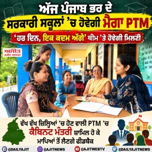 ਅੱਜ ਪੰਜਾਬ ਦੇ ਸਾਰੇ ਸਰਕਾਰੀ ਸਕੂਲਾਂ ’ਚ ਹੋਵੇਗੀ ਮੈਗਾ ਪੀ.ਟੀ.ਐਮ.