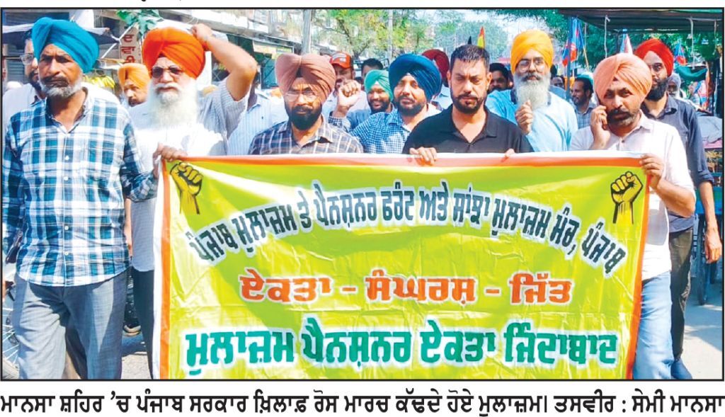ਮੁਲਾਜ਼ਮਾਂ ਨੇ ਮੰਗਾਂ ਨੂੰ ਲੈ ਕੇ ਪੰਜਾਬ ਸਰਕਾਰ ਖ਼ਿਲਾਫ਼ ਸ਼ਹਿਰ ’ਚ ਰੋਸ ਮਾਰਚ ਕੱਢਿਆ